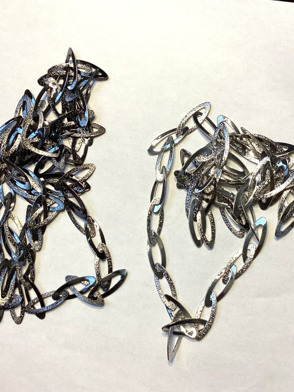 2 Alternating Textured & Polished Oval Links Jewelry Making Chains Necklaces